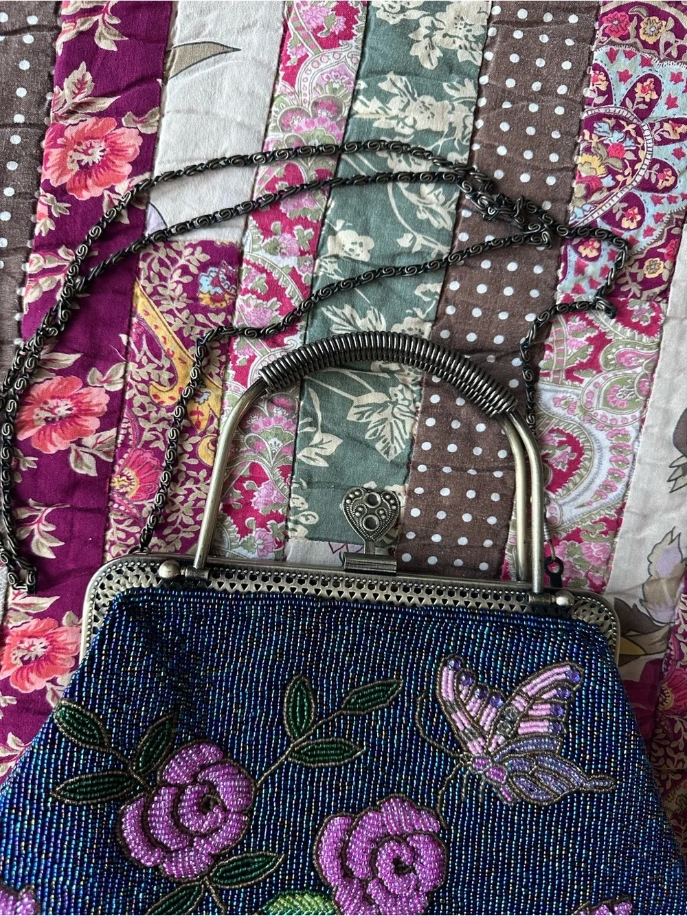 Beaded Floral & Butterfly Evening Bag